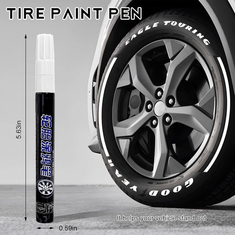 NYTKL Tire Paint Pen for Car, Waterproof Paint Pens Oil-Based Markers for Tire Lettering, Quick Dry Non-Fading Tyre Pen Permanent Drawing Marker for Car Truck Motorcycle Tires (White) - Image 2